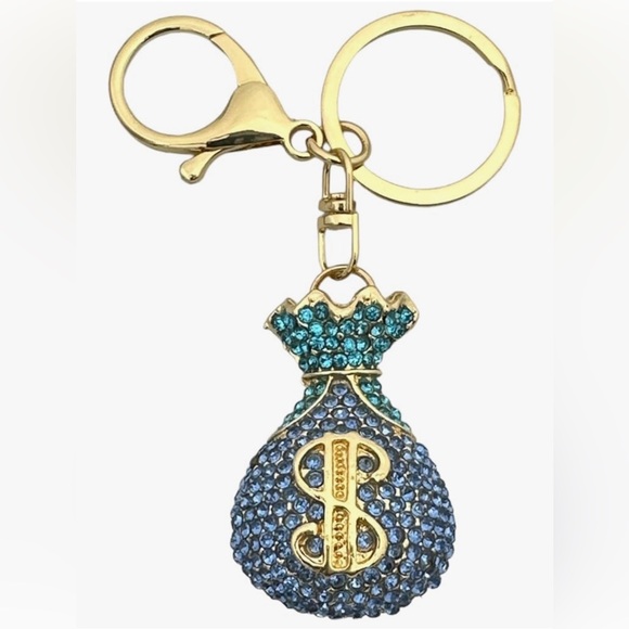Money Bag Keychain with Rhinestones - Picture 4 of 4